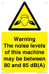 Warning Noise Levels of machine between 80-85 dB